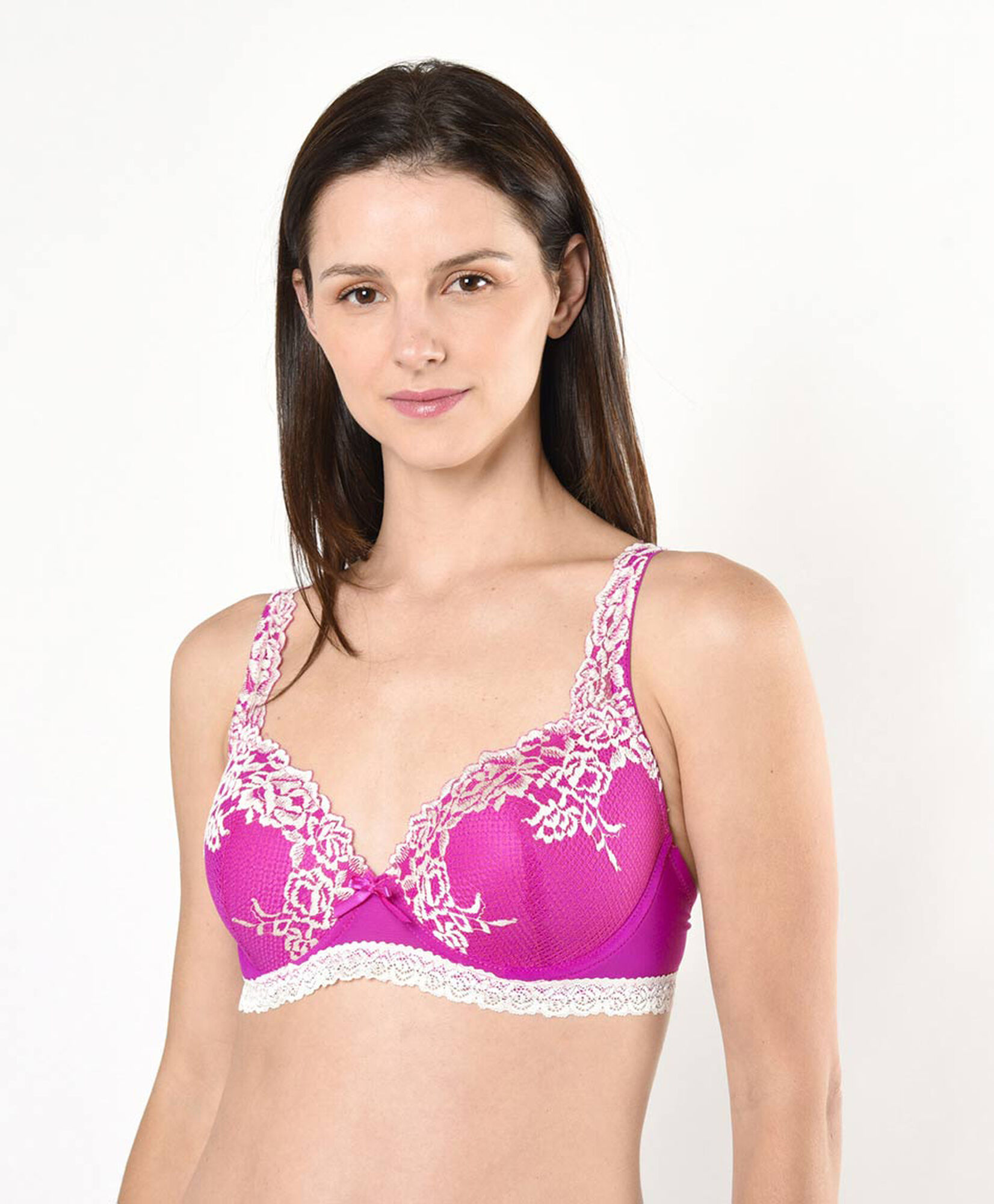 Sostén mujer floreado encajes fucsia Sostén mujer floreado encajes fucsia