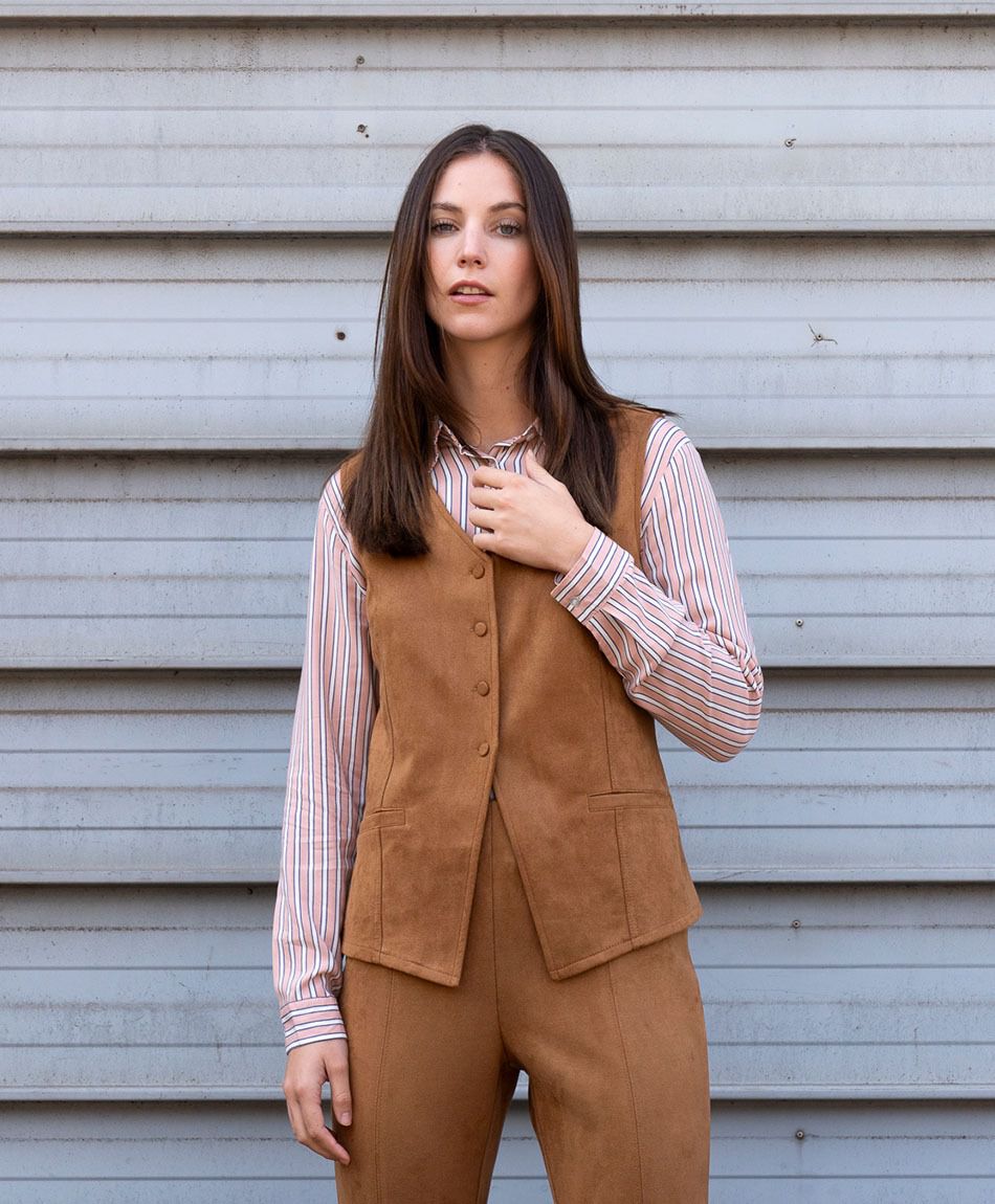 Vest mujer suede camel