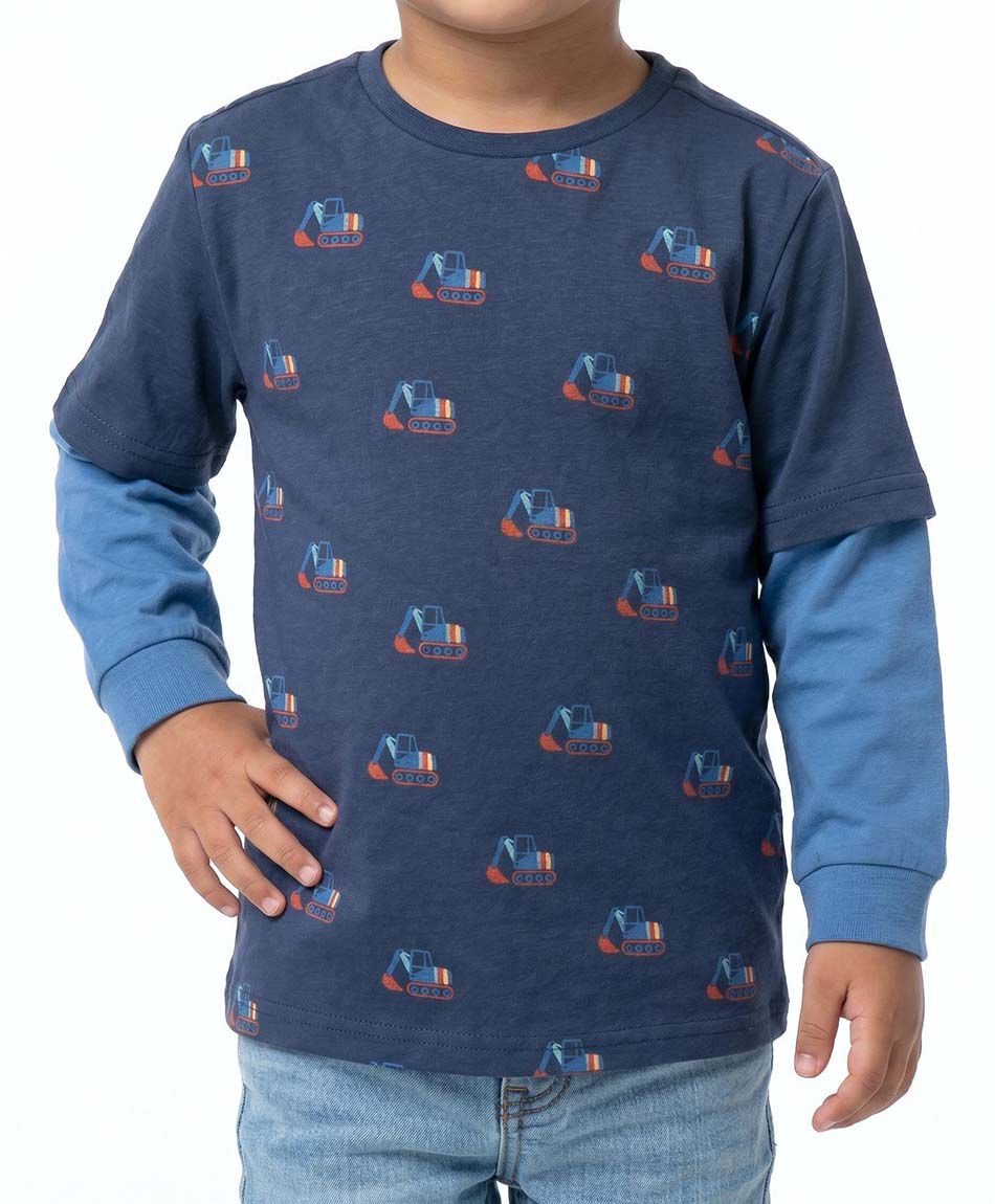 Polera beb&eacute; manga larga camiones
