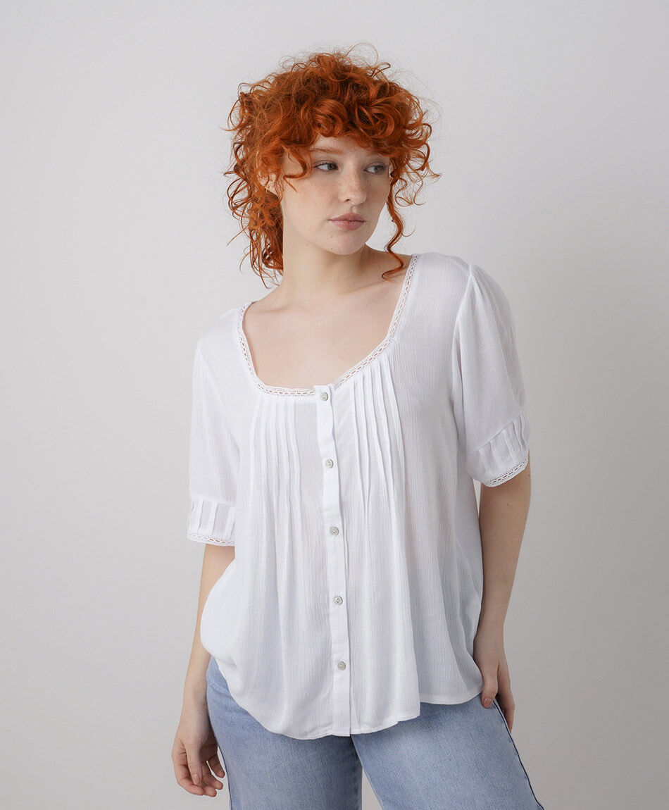 Blusa mujer rom&aacute;ntica botones