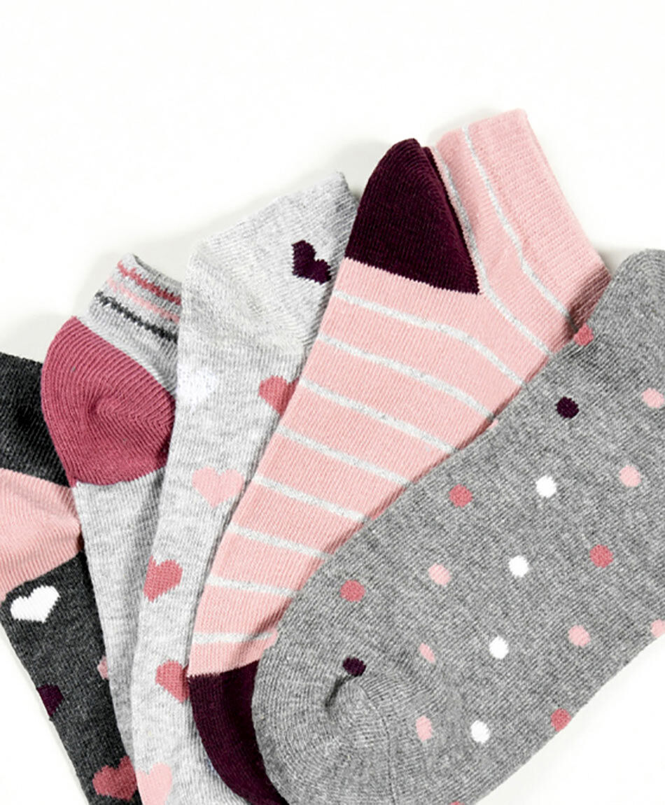 Pack 5 calcetines mujer puntos y corazones