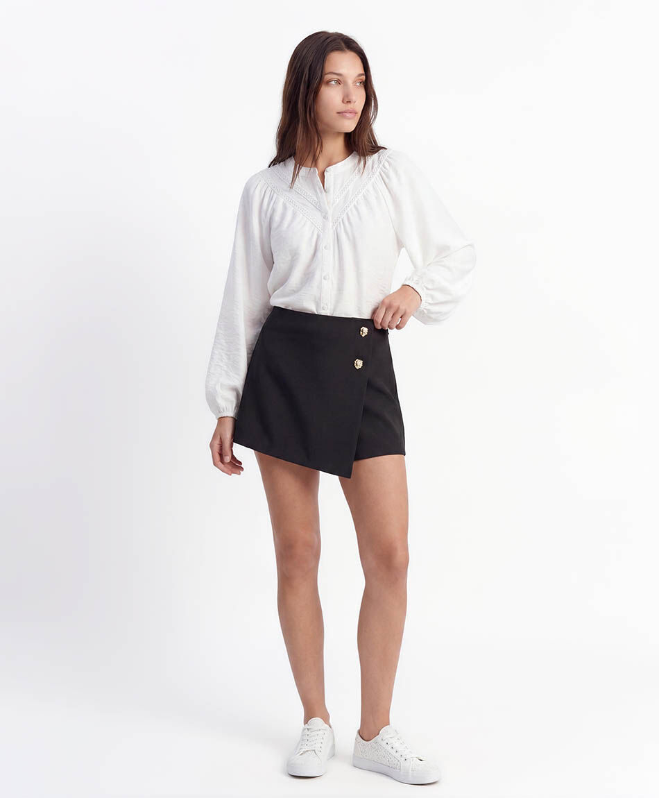 Mini falda mujer short botones dorados