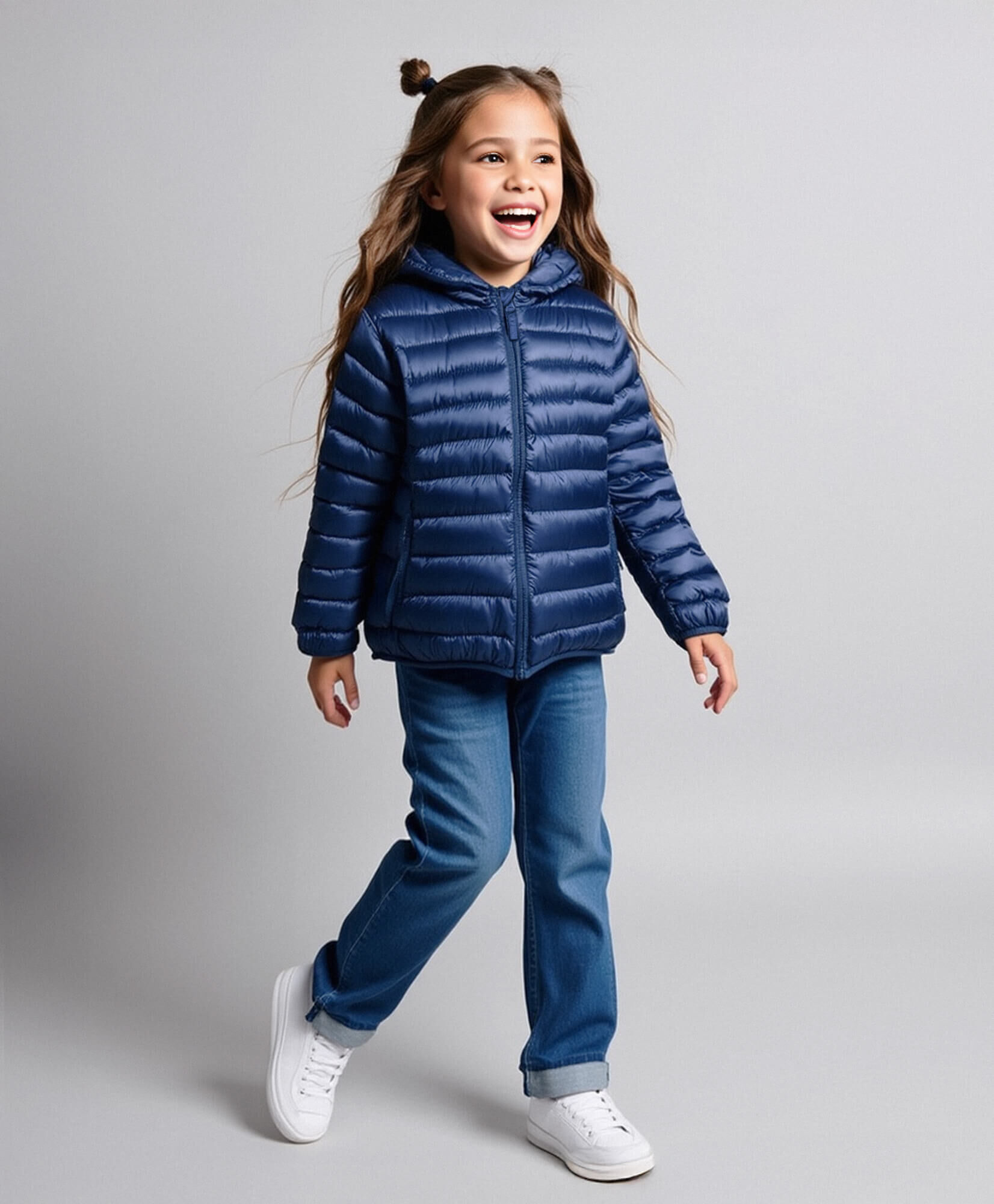 Parka niña acolchada azul Parka niña acolchada azul