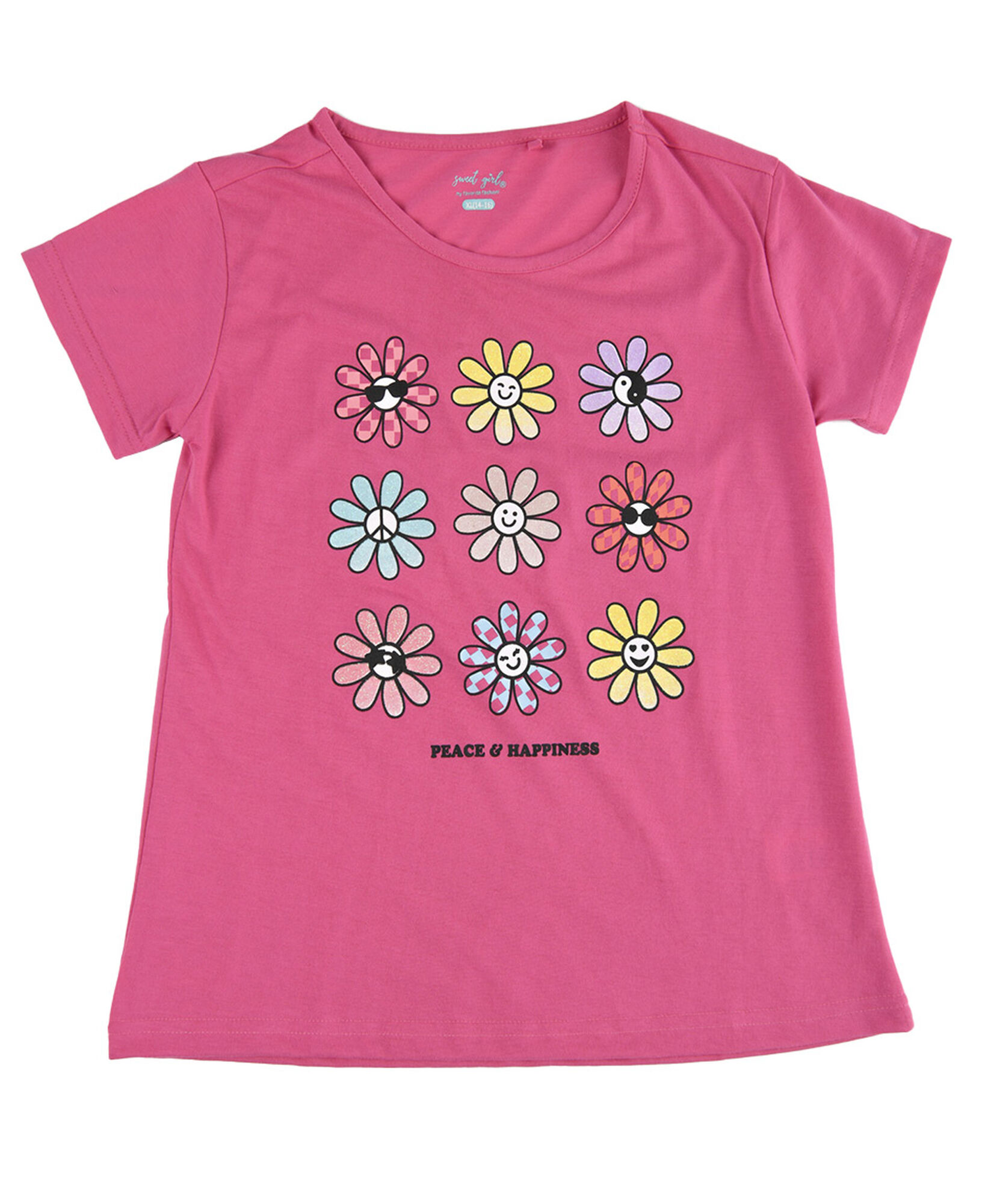 Polera niña flores y brillos Polera niña flores y brillos