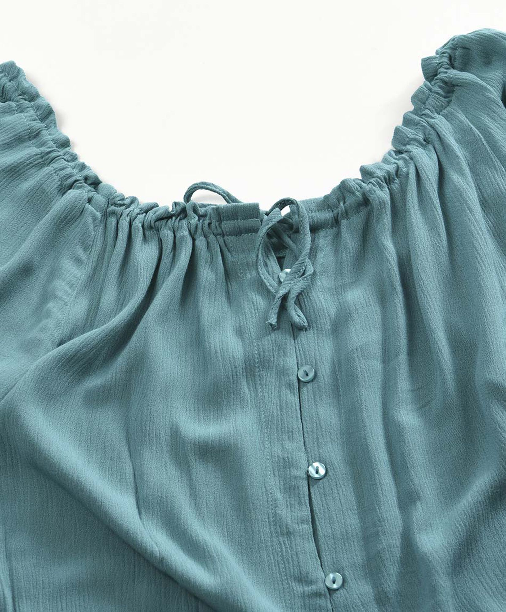 Blusa mujer lazo elástico turquesa Blusa mujer lazo elástico turquesa