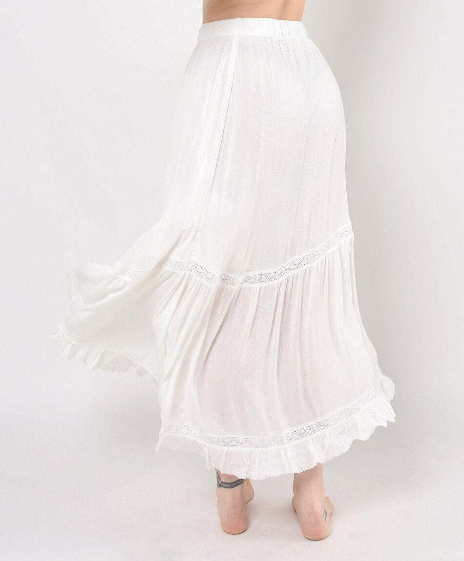 Falda mujer detalles encaje larga