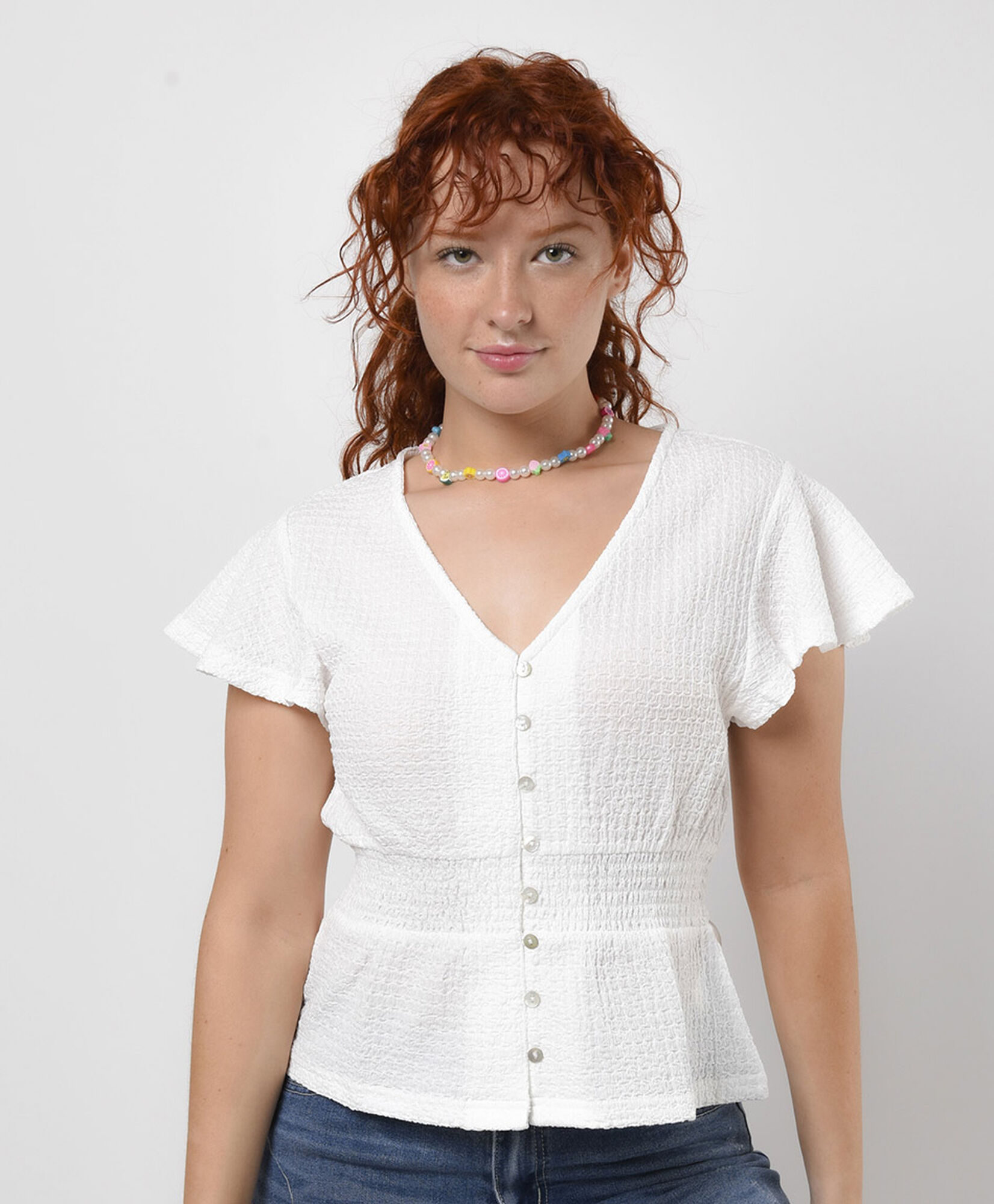 Blusa mujer textura blanca Blusa mujer textura blanca