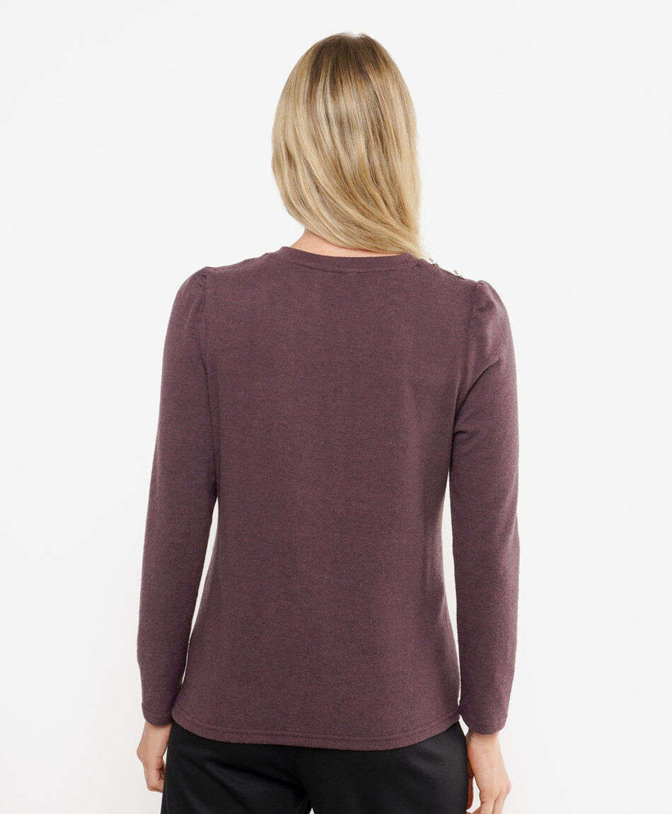 Polera mujer lanosa botones morada