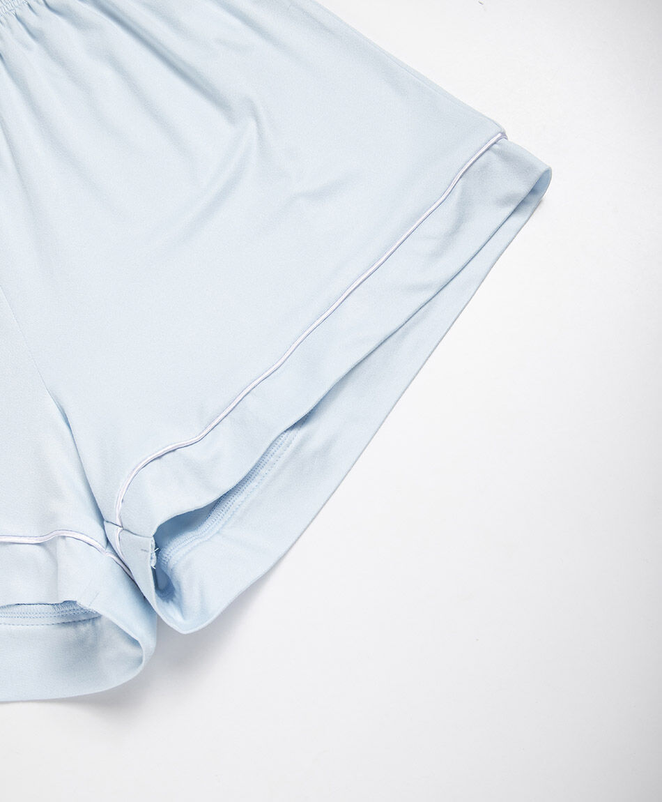 Pijama mujer camisero short celeste