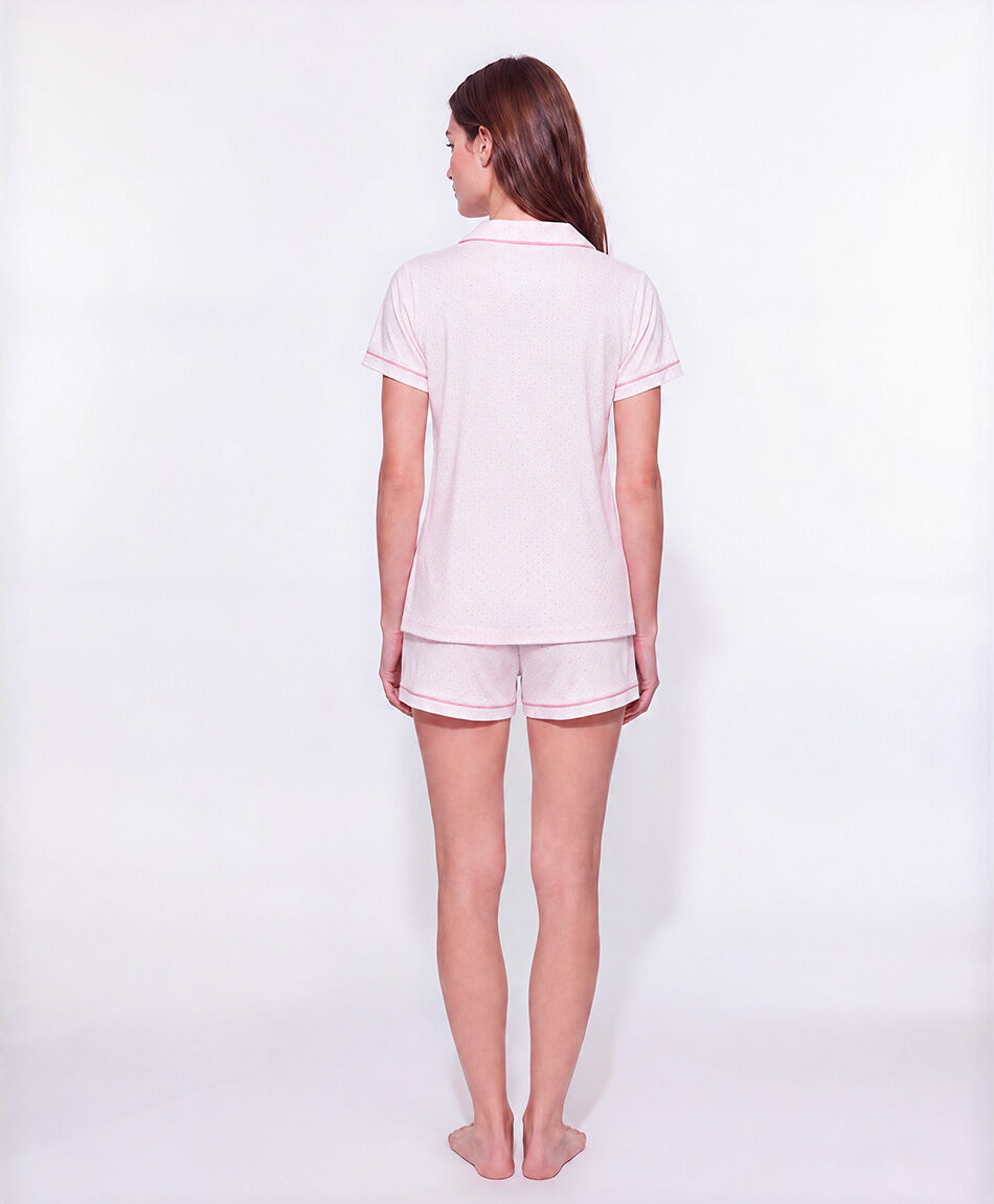 Pijama mujer camisero pink puntitos