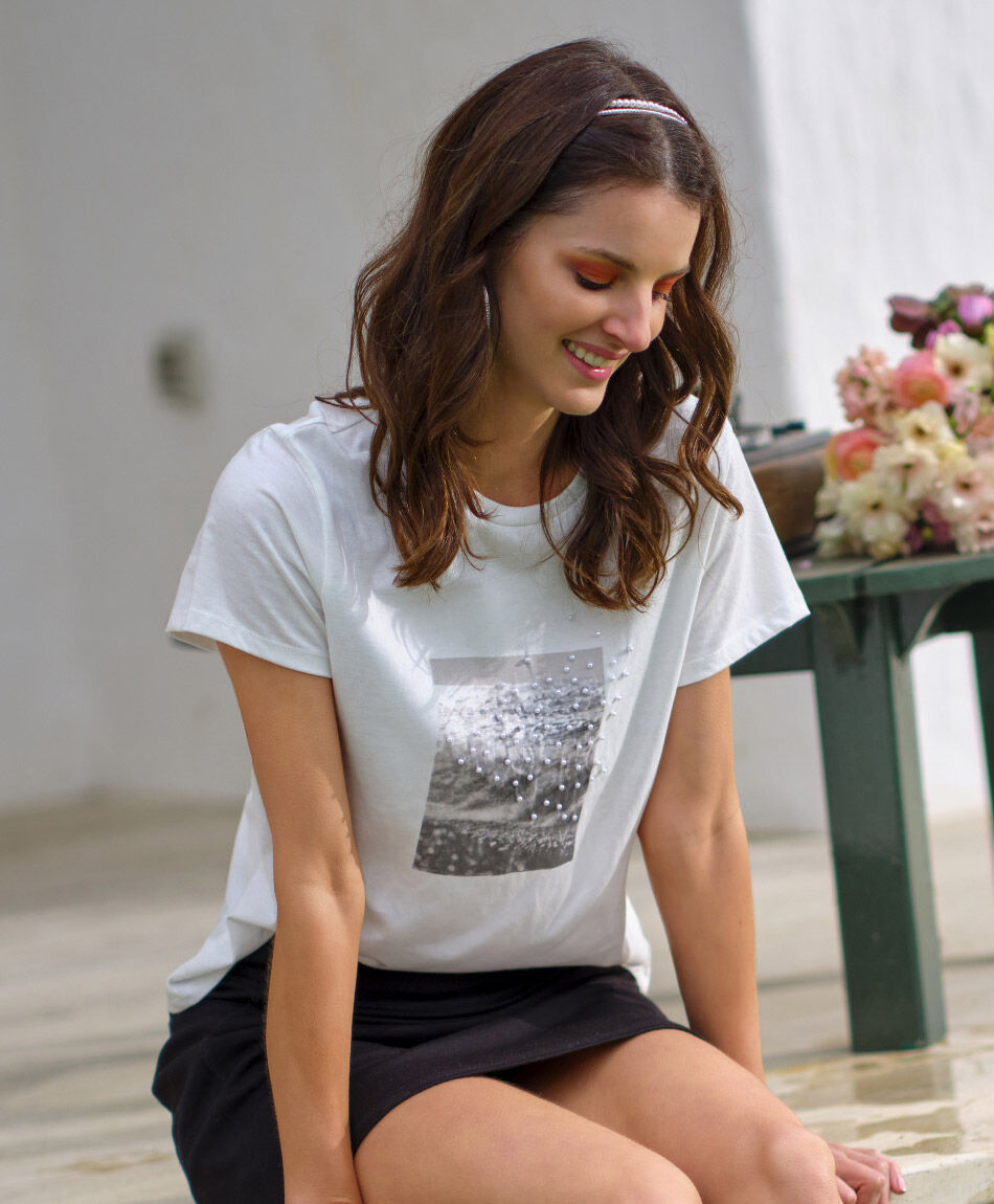 Polera mujer perlitas