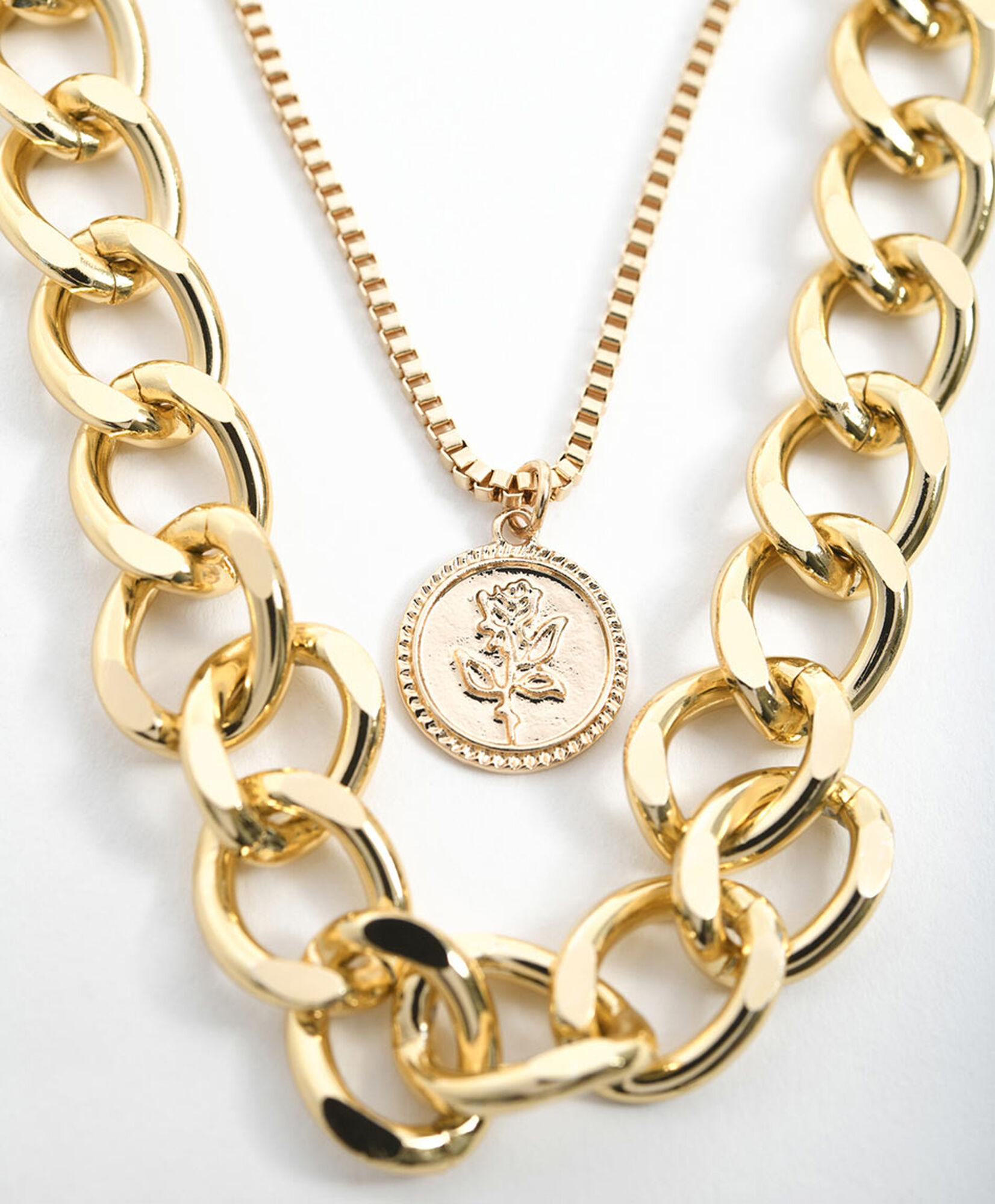 Collar mujer doble cadena corto 1 pieza Collar mujer doble cadena corto 1 pieza