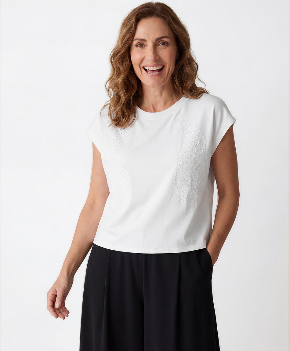 Polera mujer top bordado