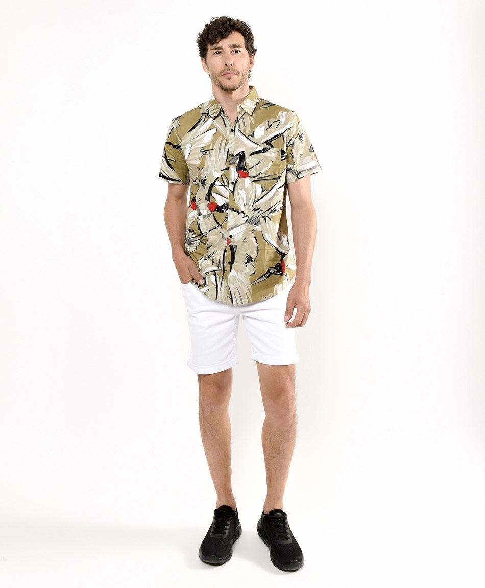 Camisa hombre estampado p&aacute;jaro