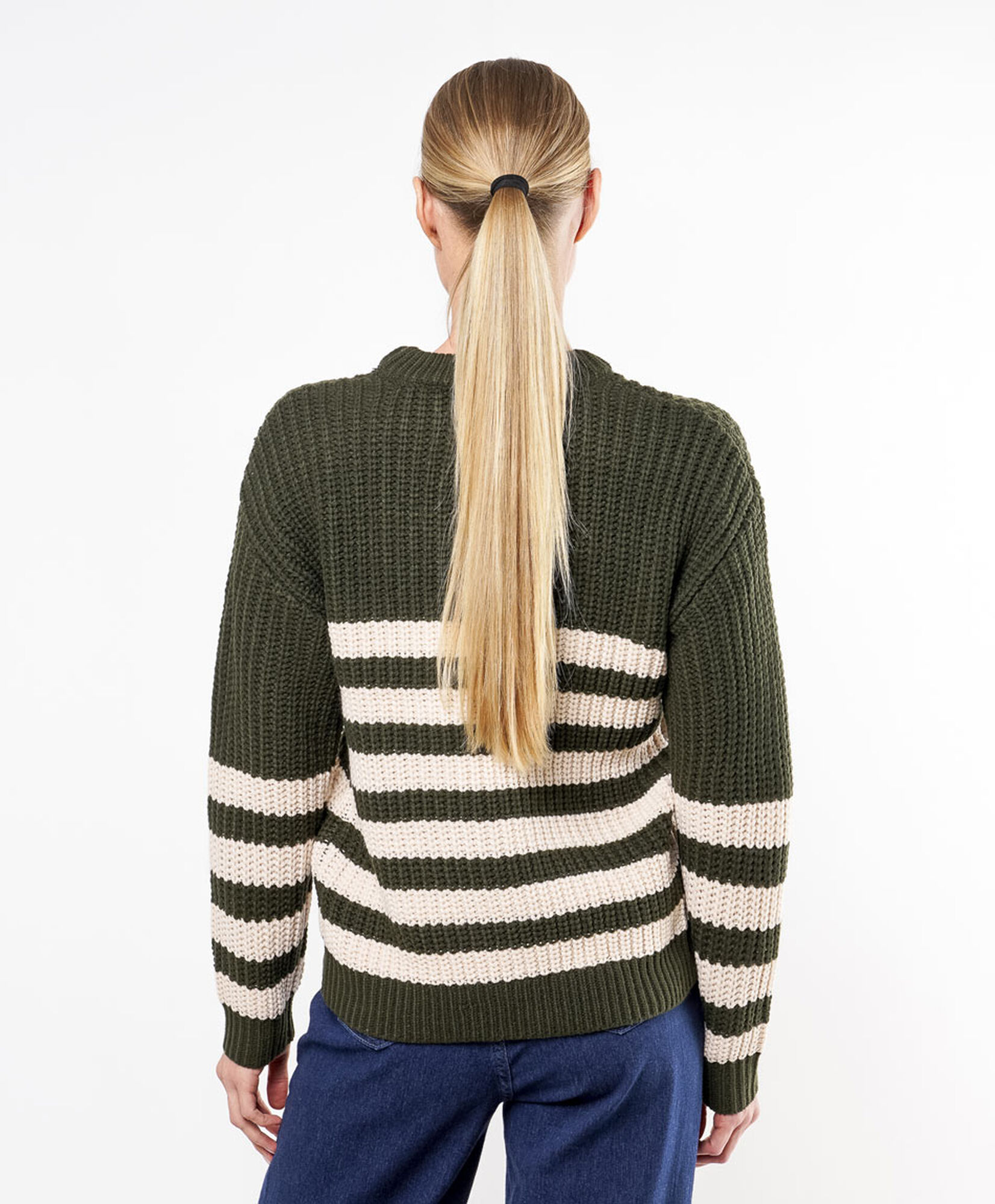 Sweater mujer líneas verde y beige Sweater mujer líneas verde y beige