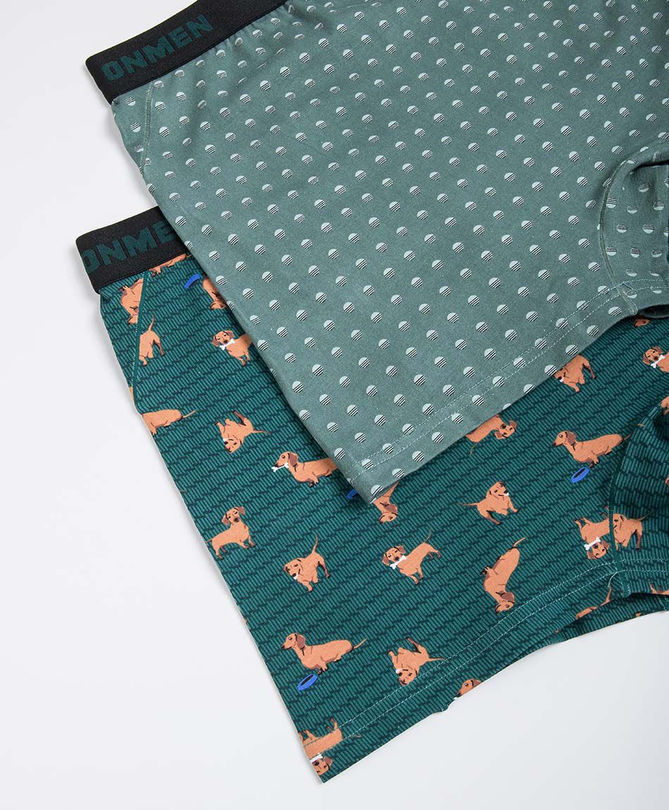 Pack 2 boxer hombre dog green
