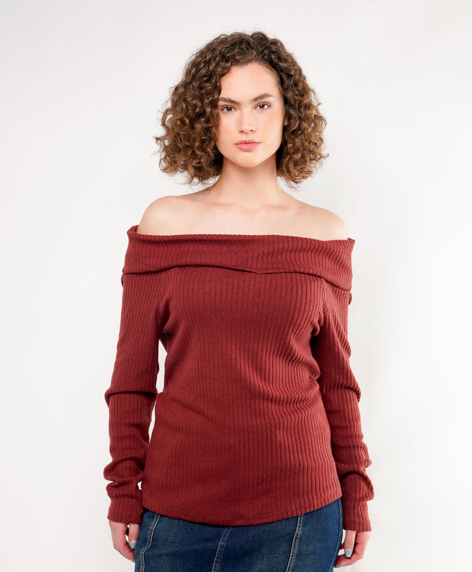 Polera mujer cuello banda Polera mujer cuello banda