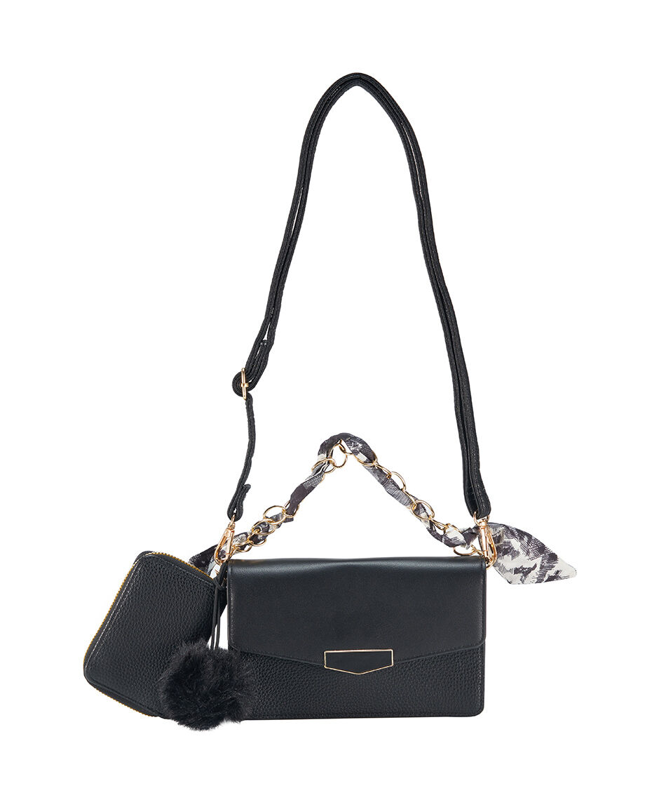 Mini cartera mujer pompon