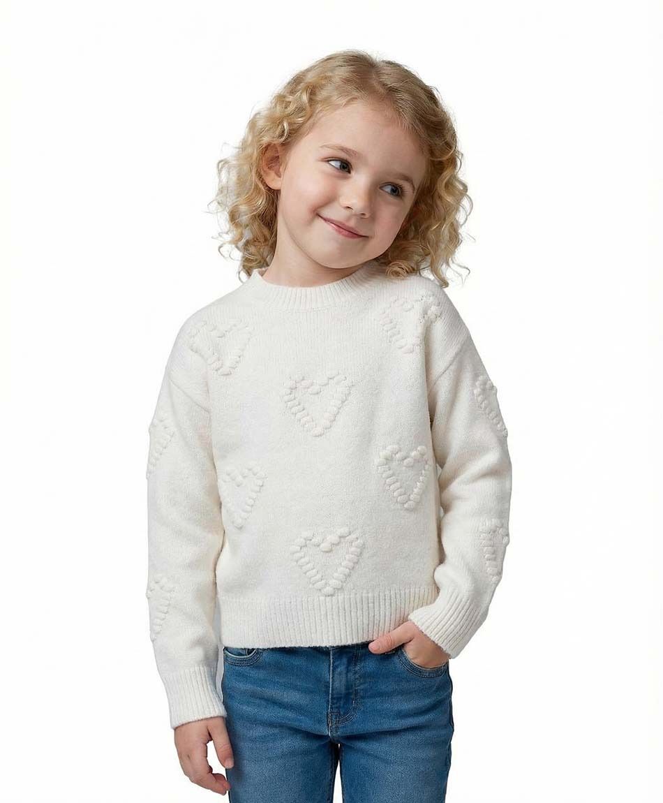 Sweater ni&ntilde;a texturizado corazones