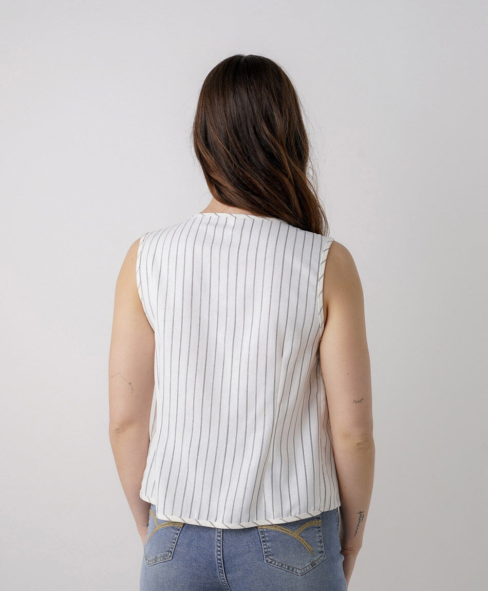Vest mujer lazo cruzado l&iacute;neas