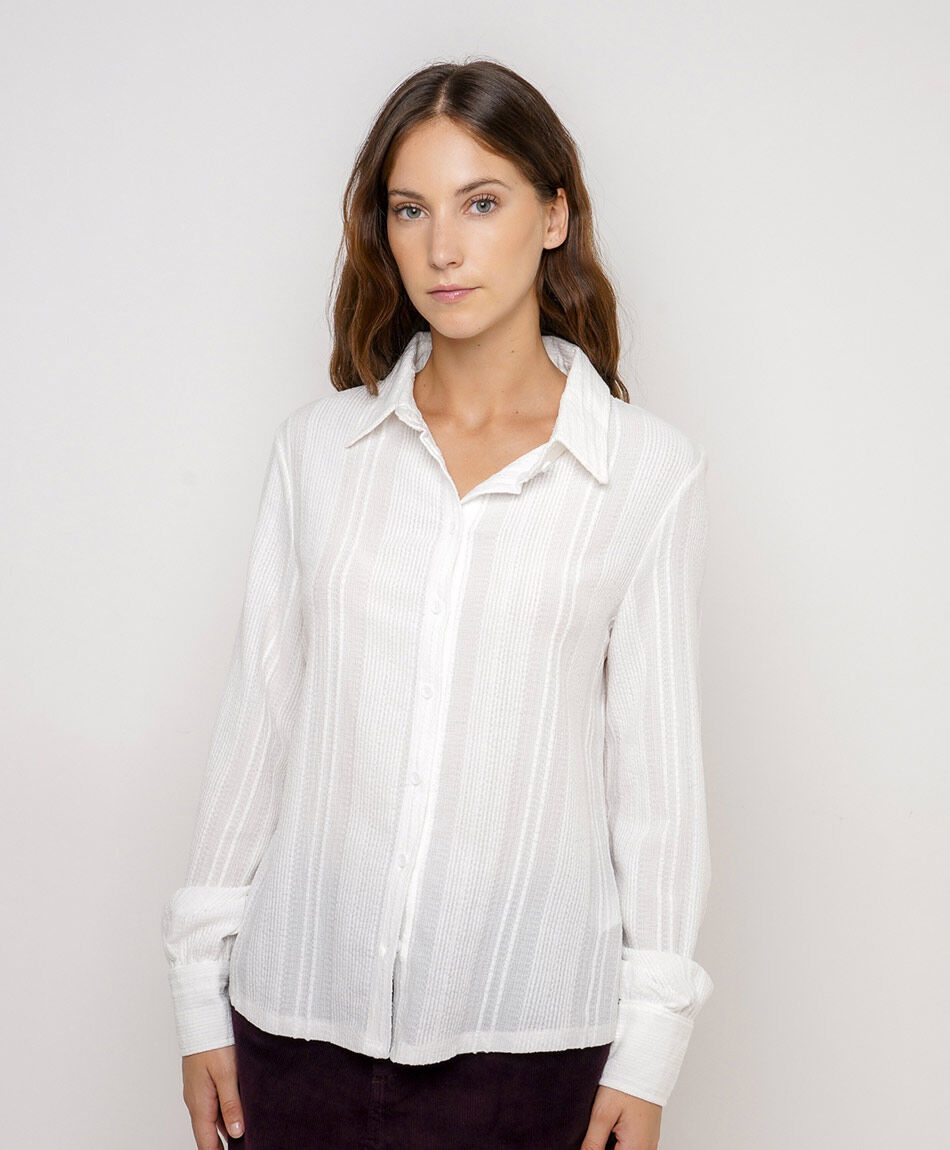 Blusa mujer camisera jacquard white
