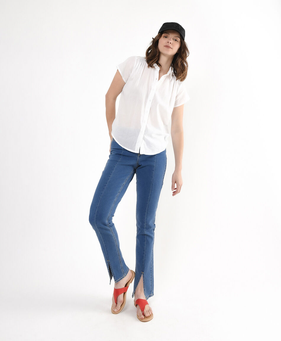Jeans mujer costuras flare