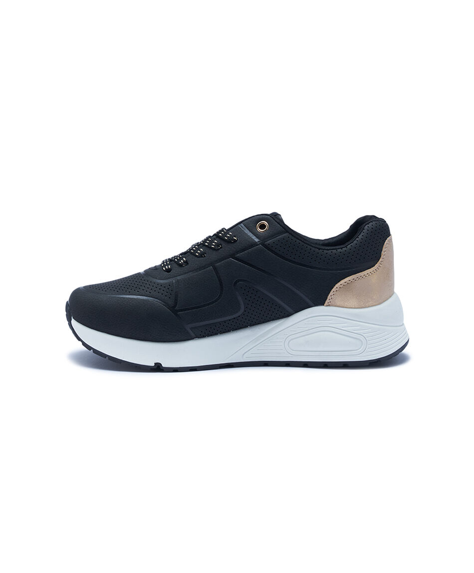 Zapatilla mujer detalles dorados