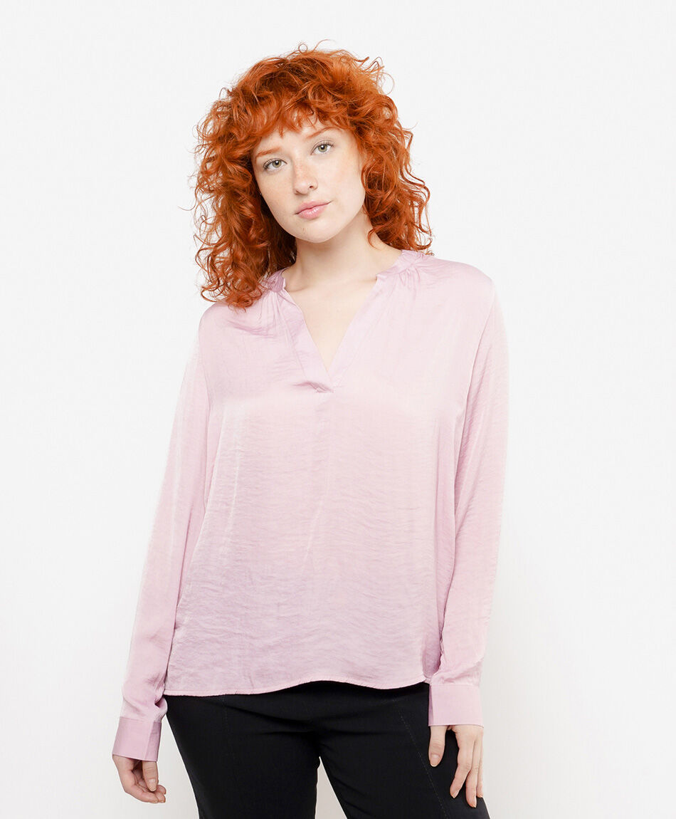 Blusa mujer satinada rosada