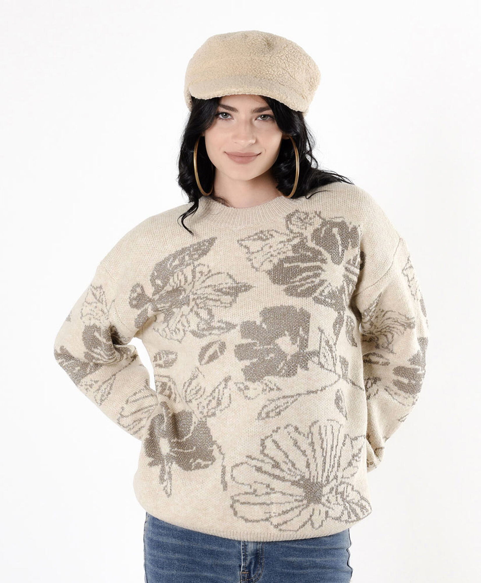 Sweater mujer flores con brillos Sweater mujer flores con brillos