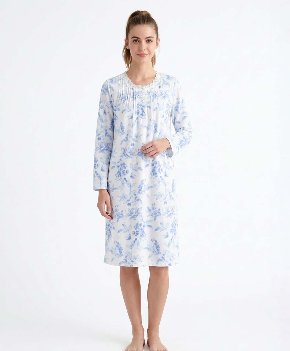 Camisa de dormir mujer  polar flores blue