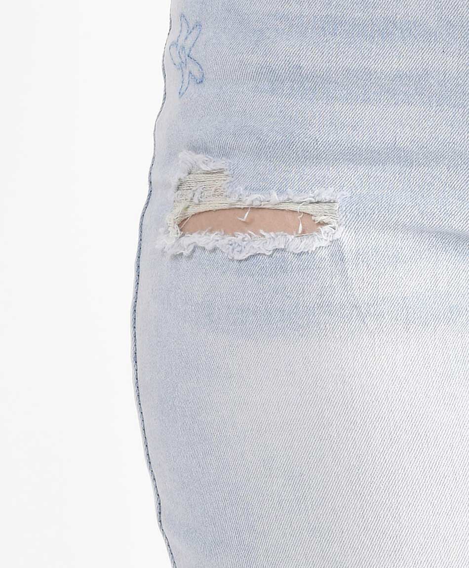 Jeans mujer flores bordadas skinny fit