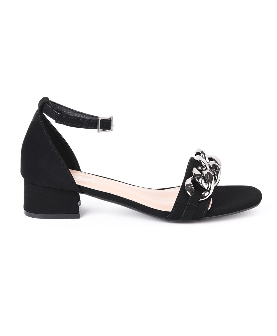 Sandalia mujer negra cadena