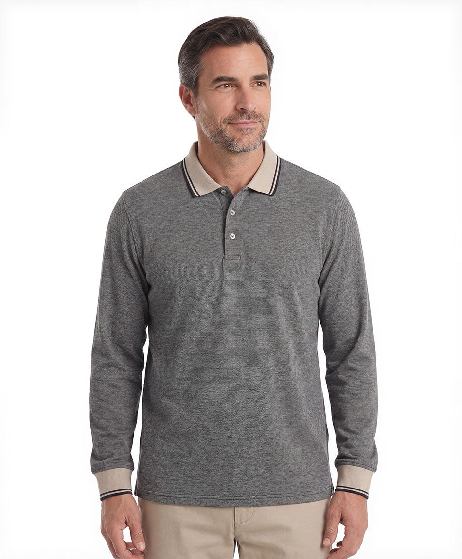 Polera hombre polo contraste beige