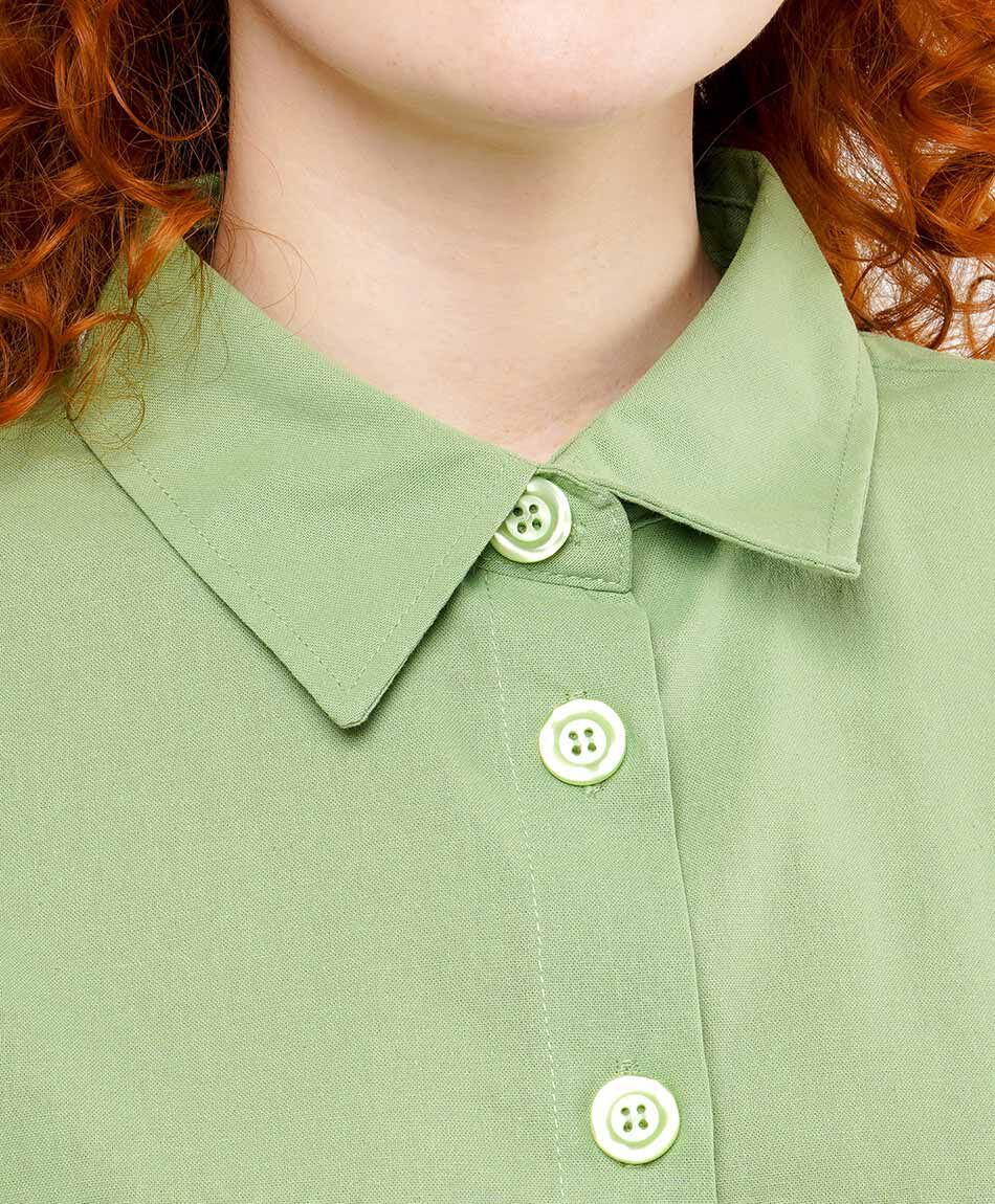 Blusa mujer lisa verde lino