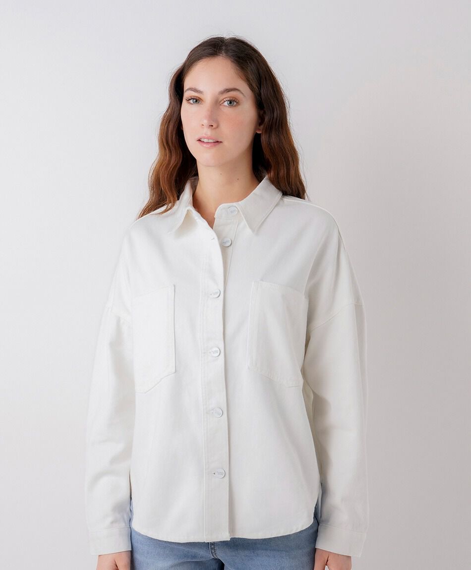 Blusa mujer denim oversize blanca