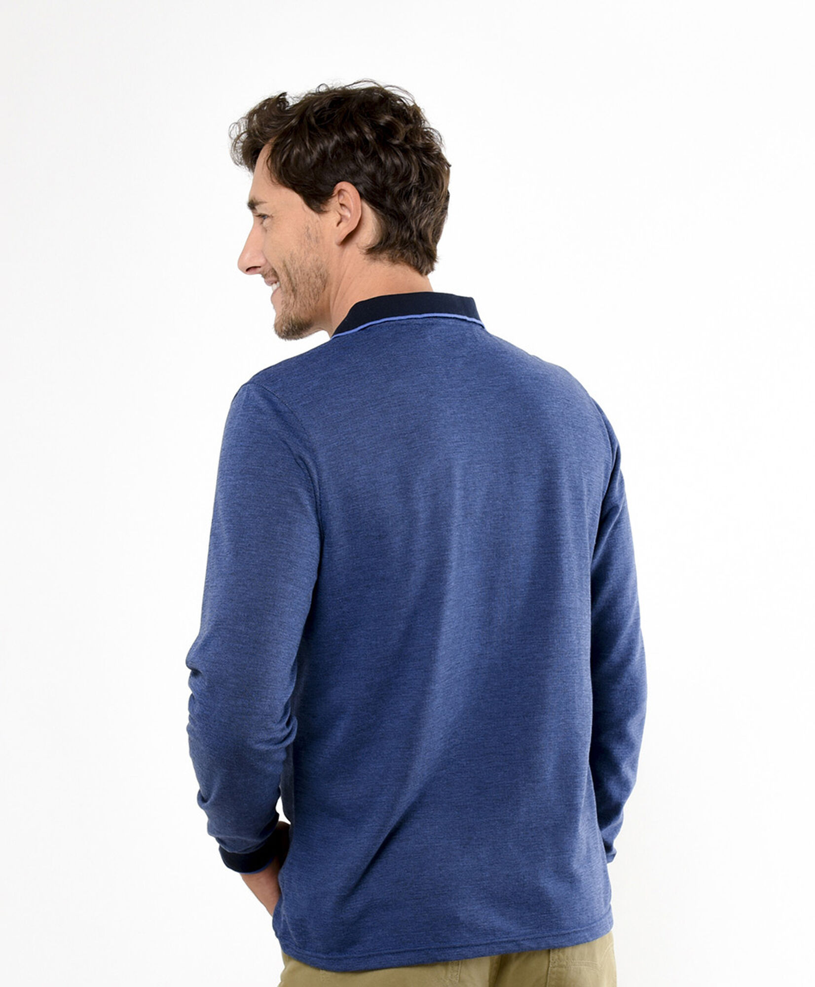 Polera hombre polo azul manga larga Polera hombre polo azul manga larga