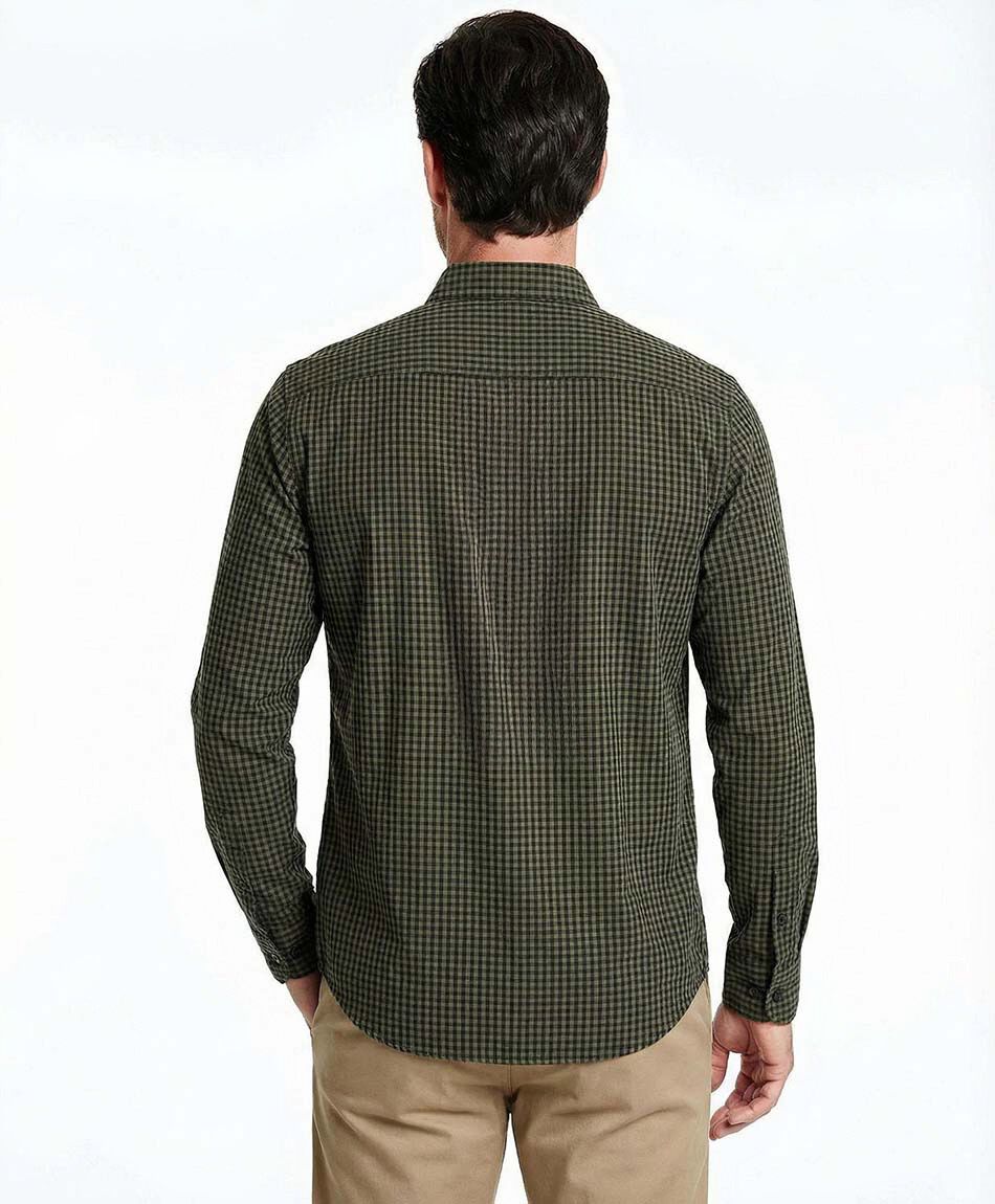 Camisa hombre manga larga cuadros green