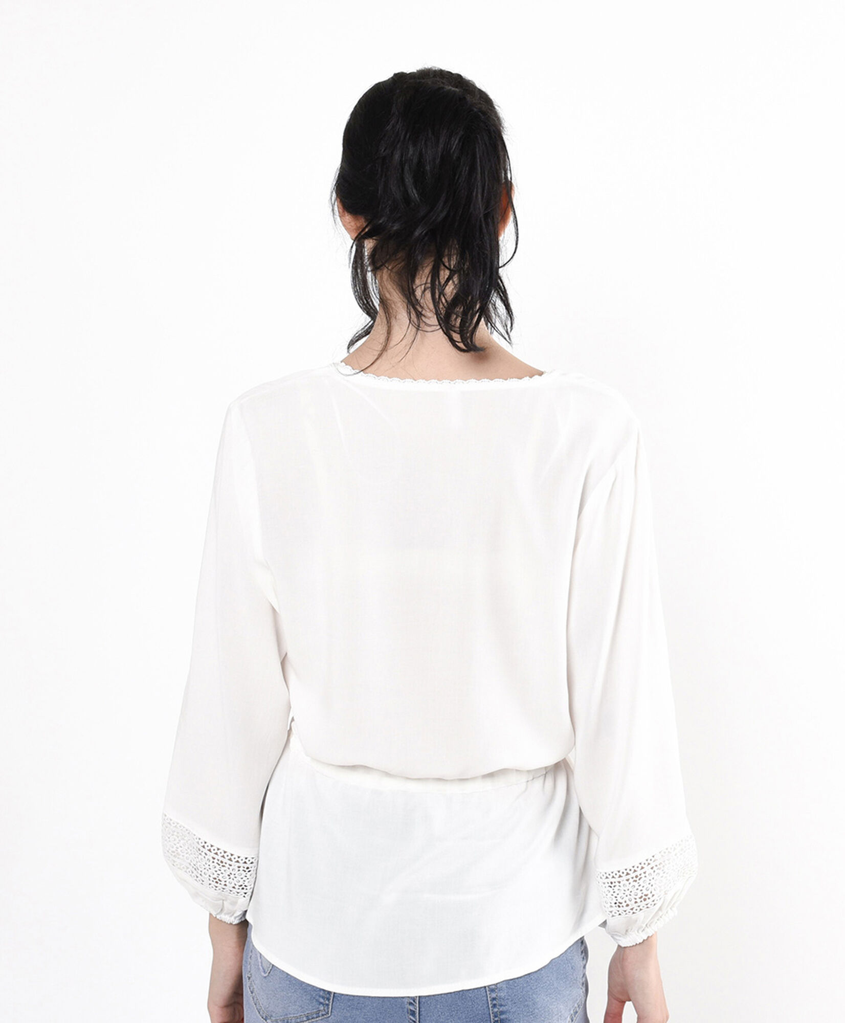 Blusa mujer encajes lazo Blusa mujer encajes lazo