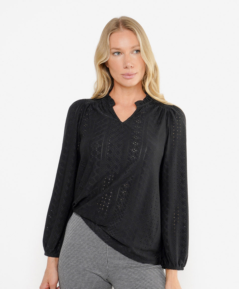 Polera mujer cuello mao textura