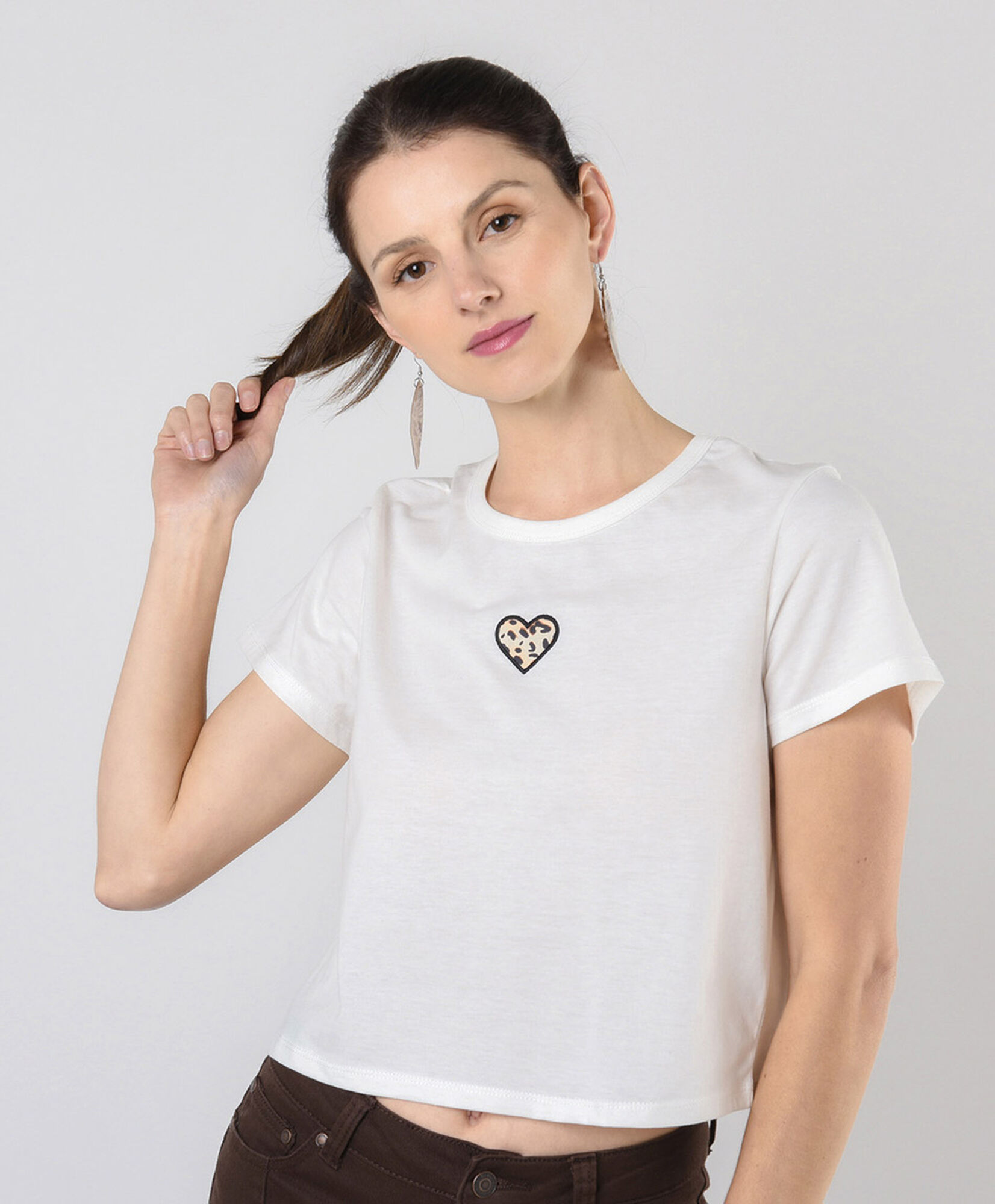 Polera mujer mini corazón animal print Polera mujer mini corazón animal print