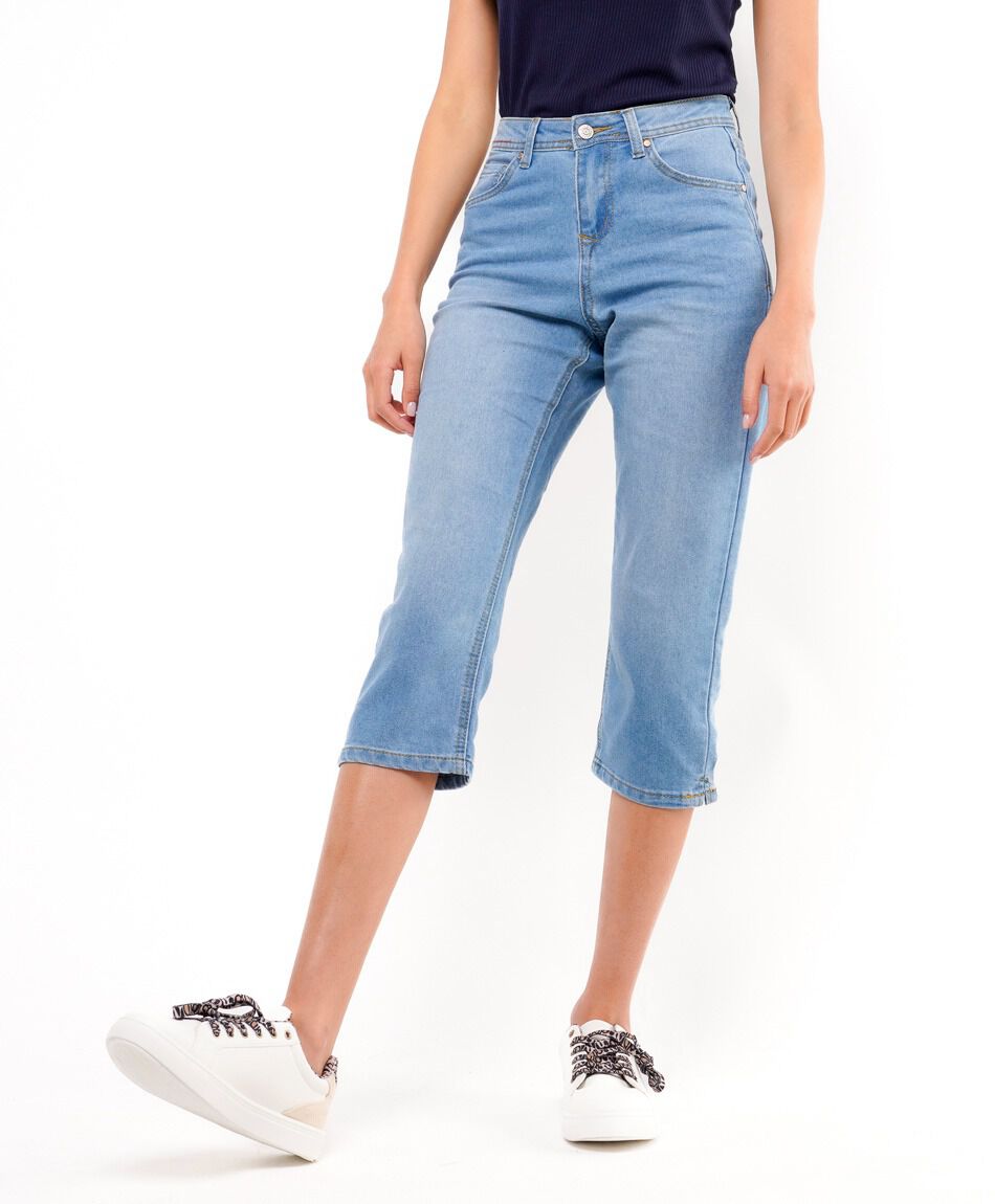 Jeans mujer capri liso