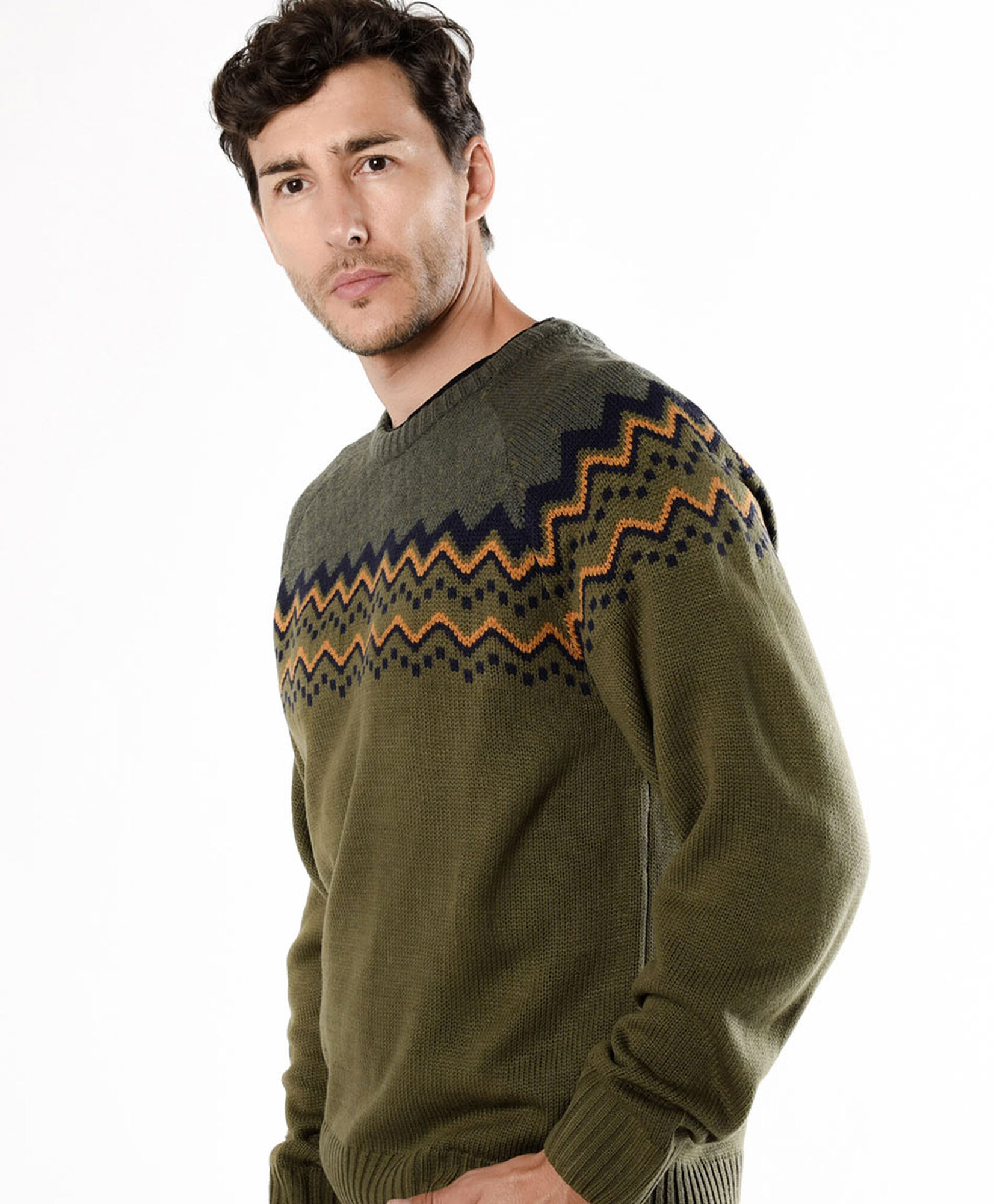 Sweater hombre jacquard líneas verde Sweater hombre jacquard líneas verde