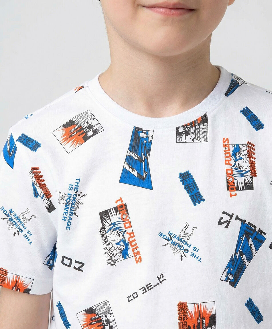 Polera ni&ntilde;o blanca dibujos