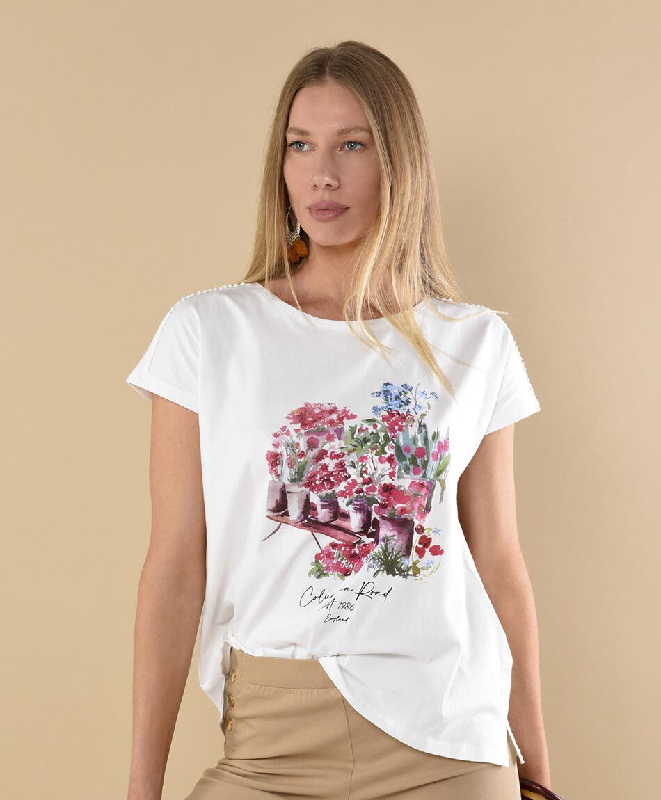 Polera manga corta cuello redondo