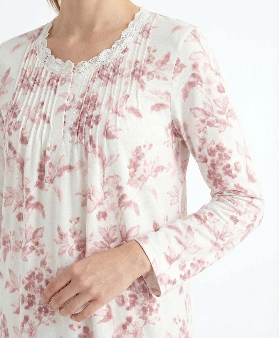 Camisa de dormir mujer  polar flores pink