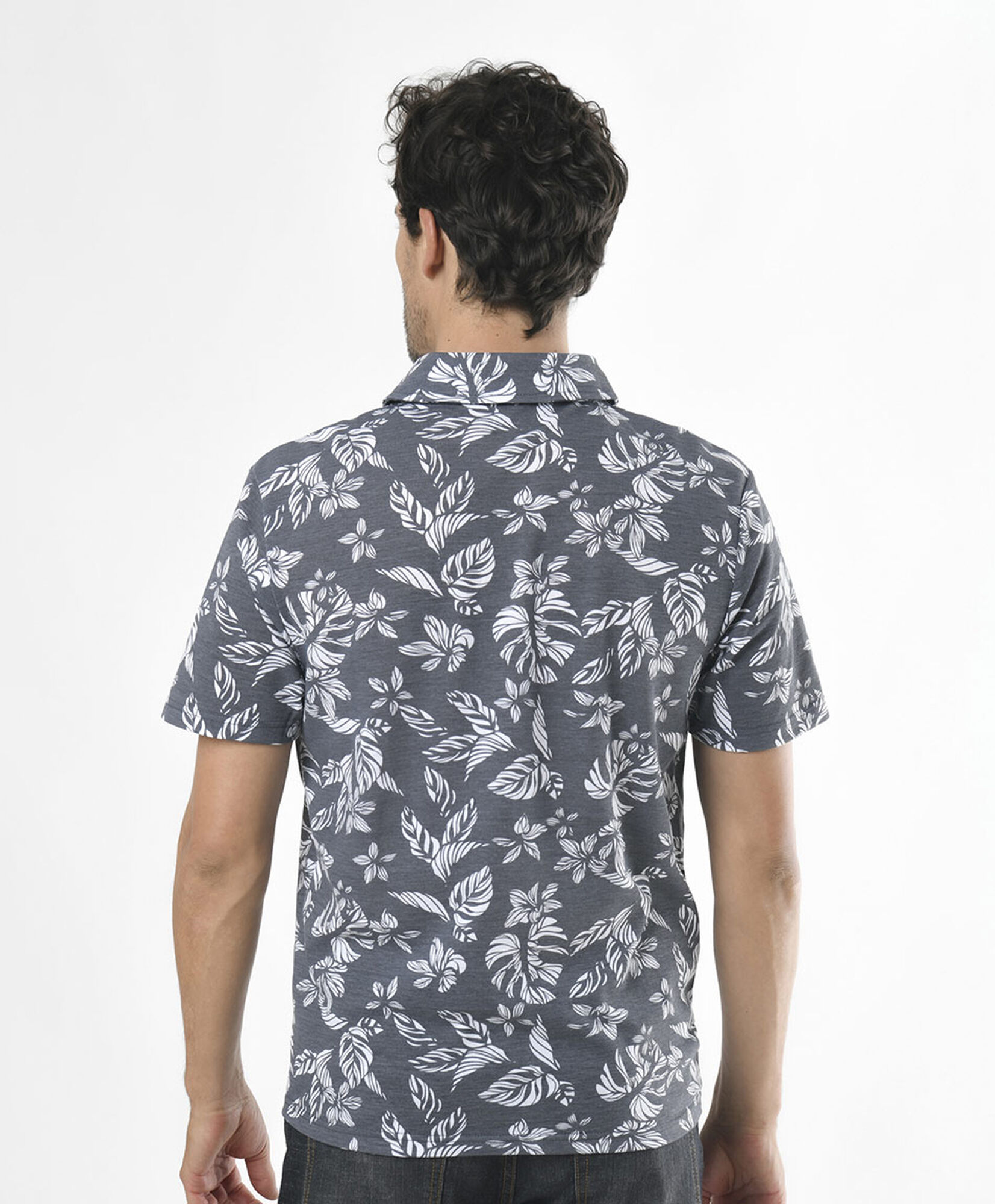 Polera hombre floral cuello piqué Polera hombre floral cuello piqué