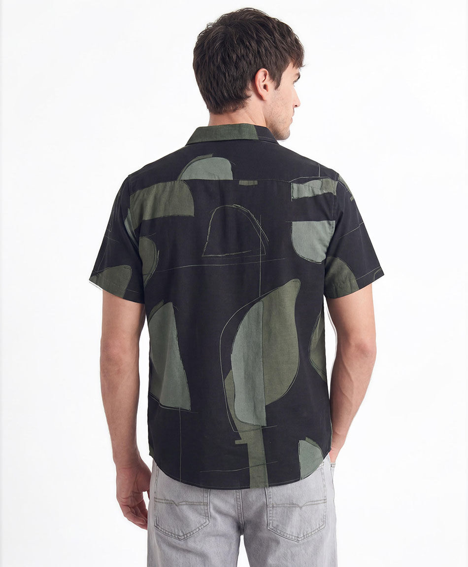 Camisa hombre patr&oacute;n verde
