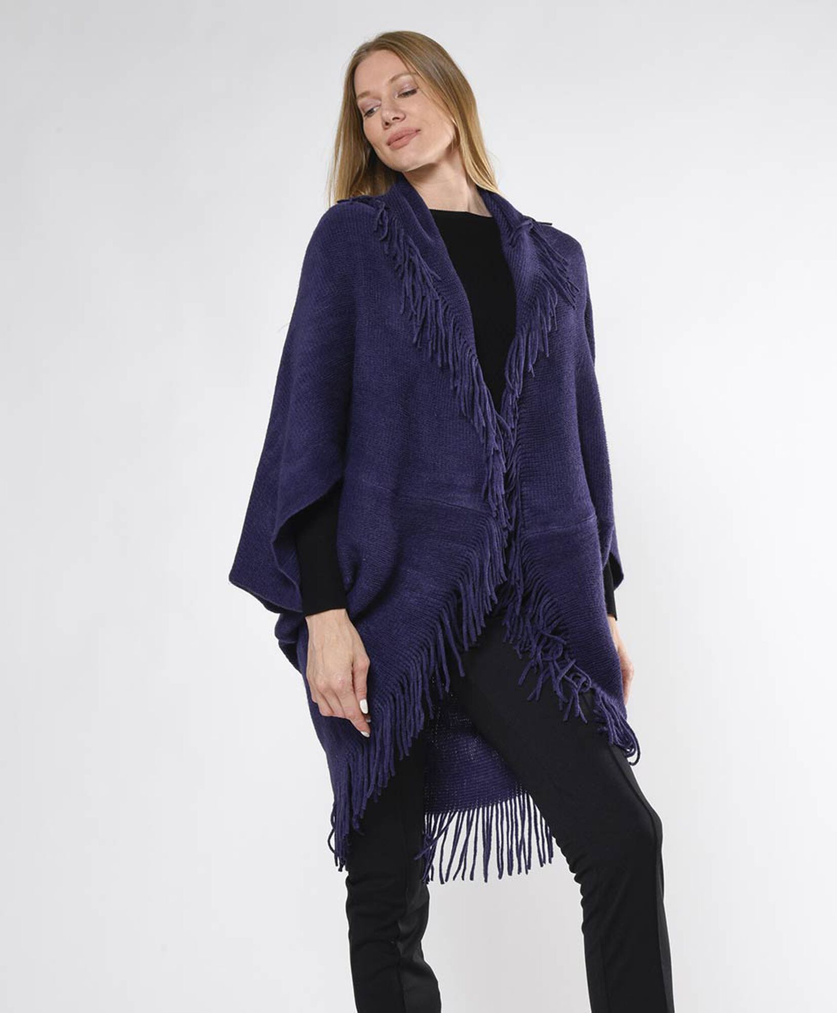 Poncho mujer abierto flecos Poncho mujer abierto flecos