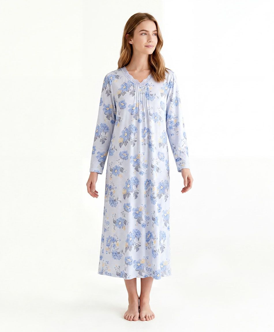 Camisa de dormir mujer floreada  azul