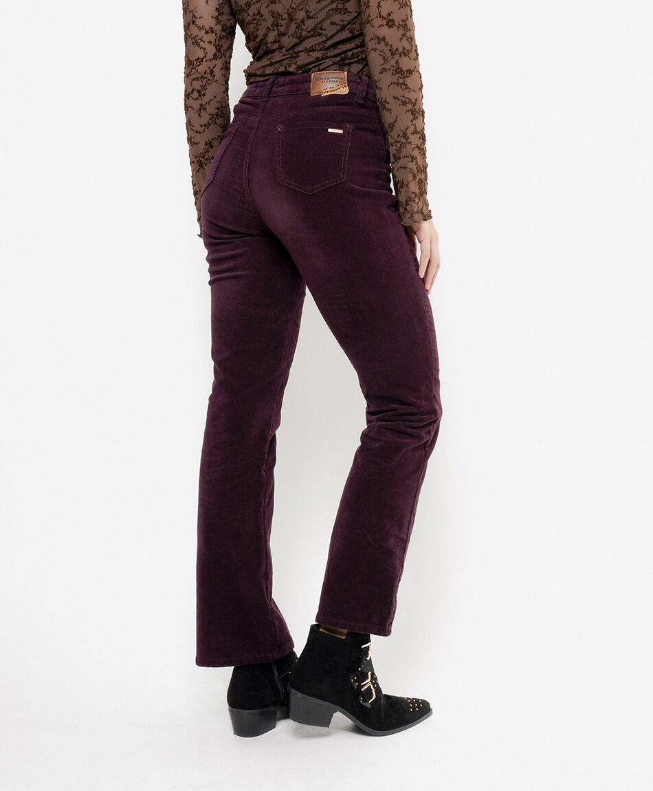 Pantal&oacute;n mujer corderoy burdeo